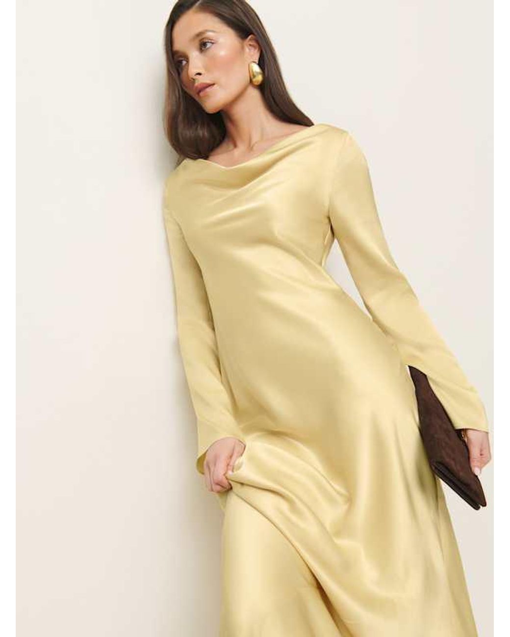 reformation ciana satin dress Reformation Ciana Satin Dress in Natural