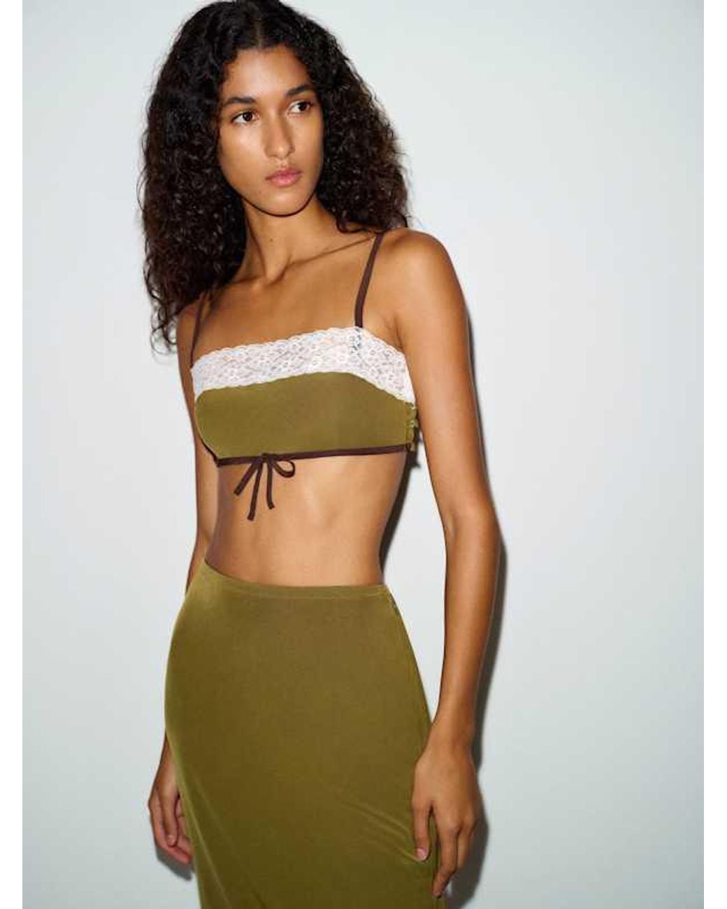 Reformation Green Carrie Set Tea Lace