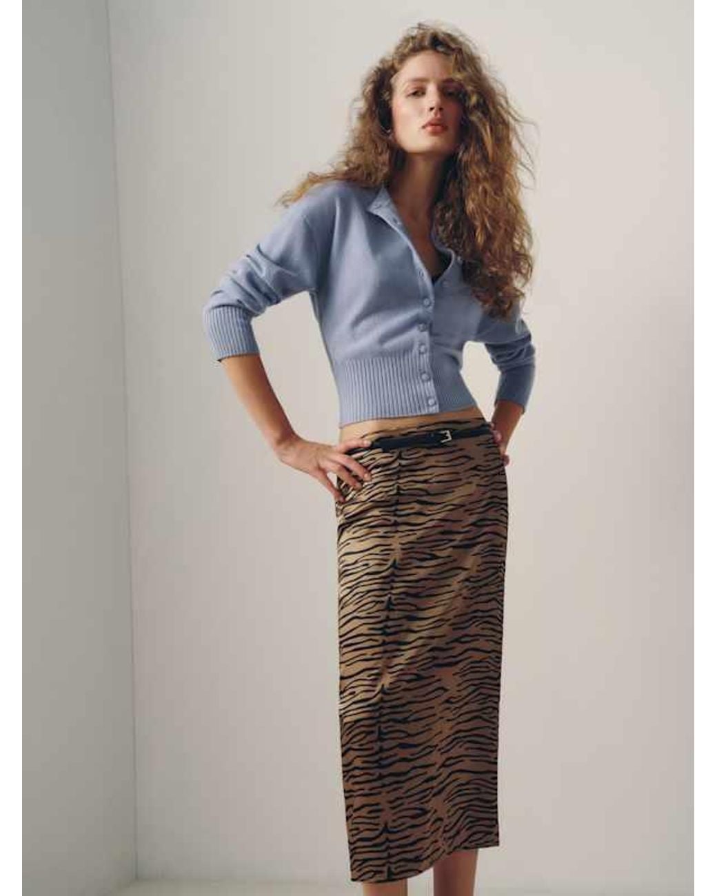 Reformation Natural Helen Low Waist Silk Midi Skirt