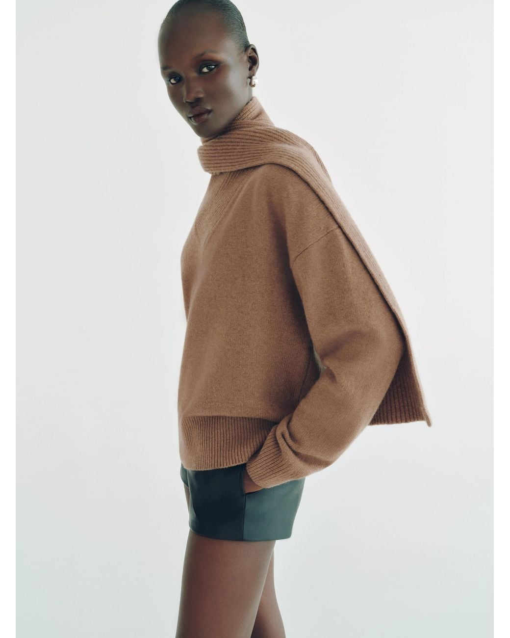 Reformation Natural Sophia Cashmere Scarf Sweater