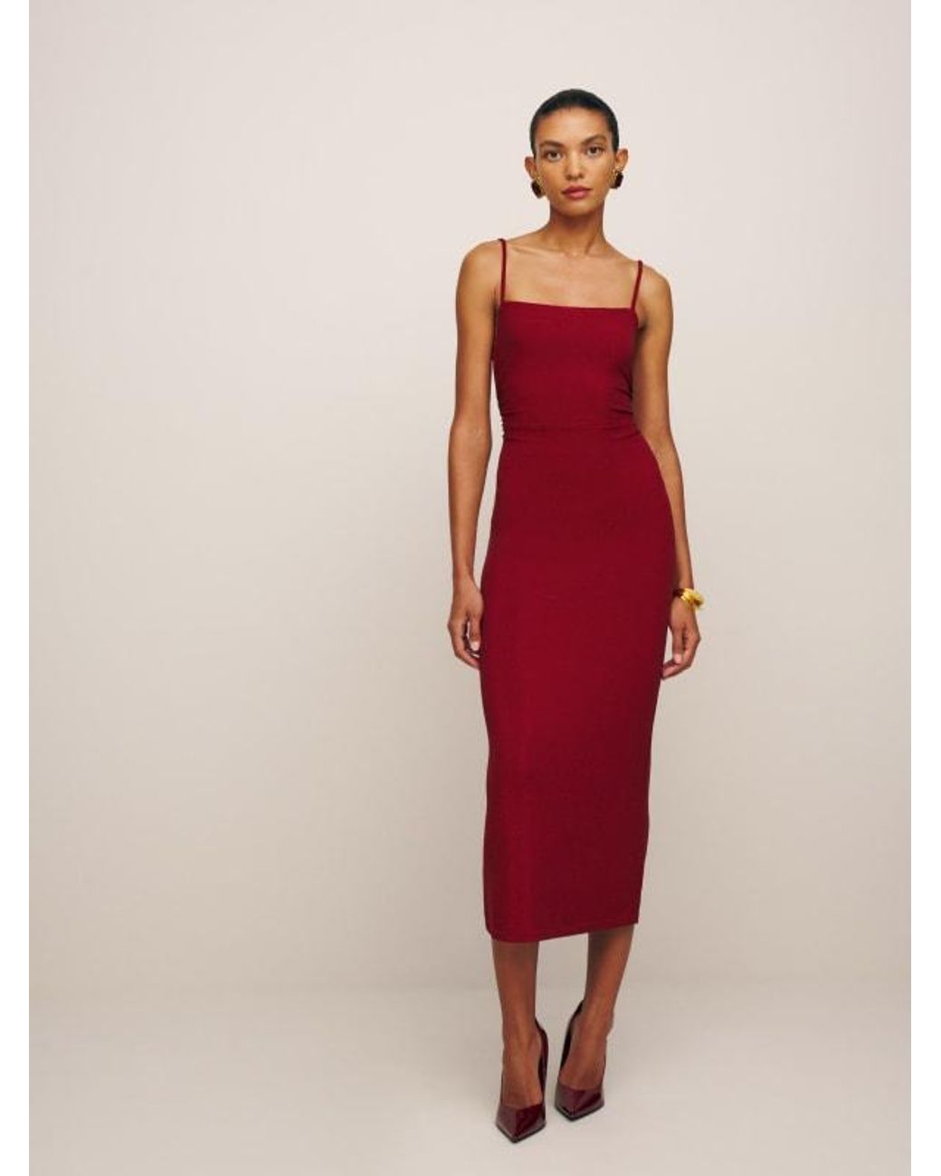 Reformation Breslin Knit Dress in Red | Lyst