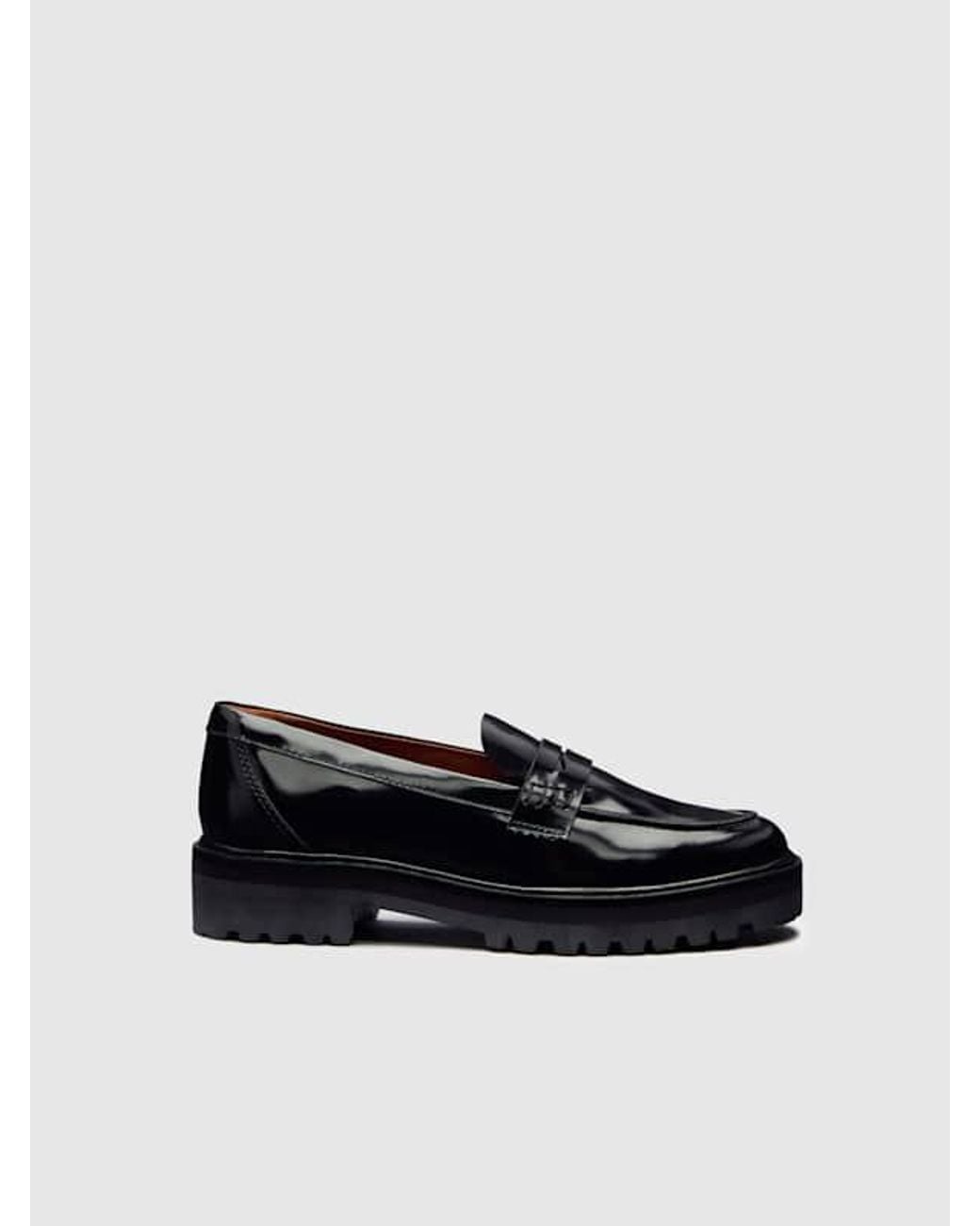 Reformation Blue Agathea Chunky Loafer Leather