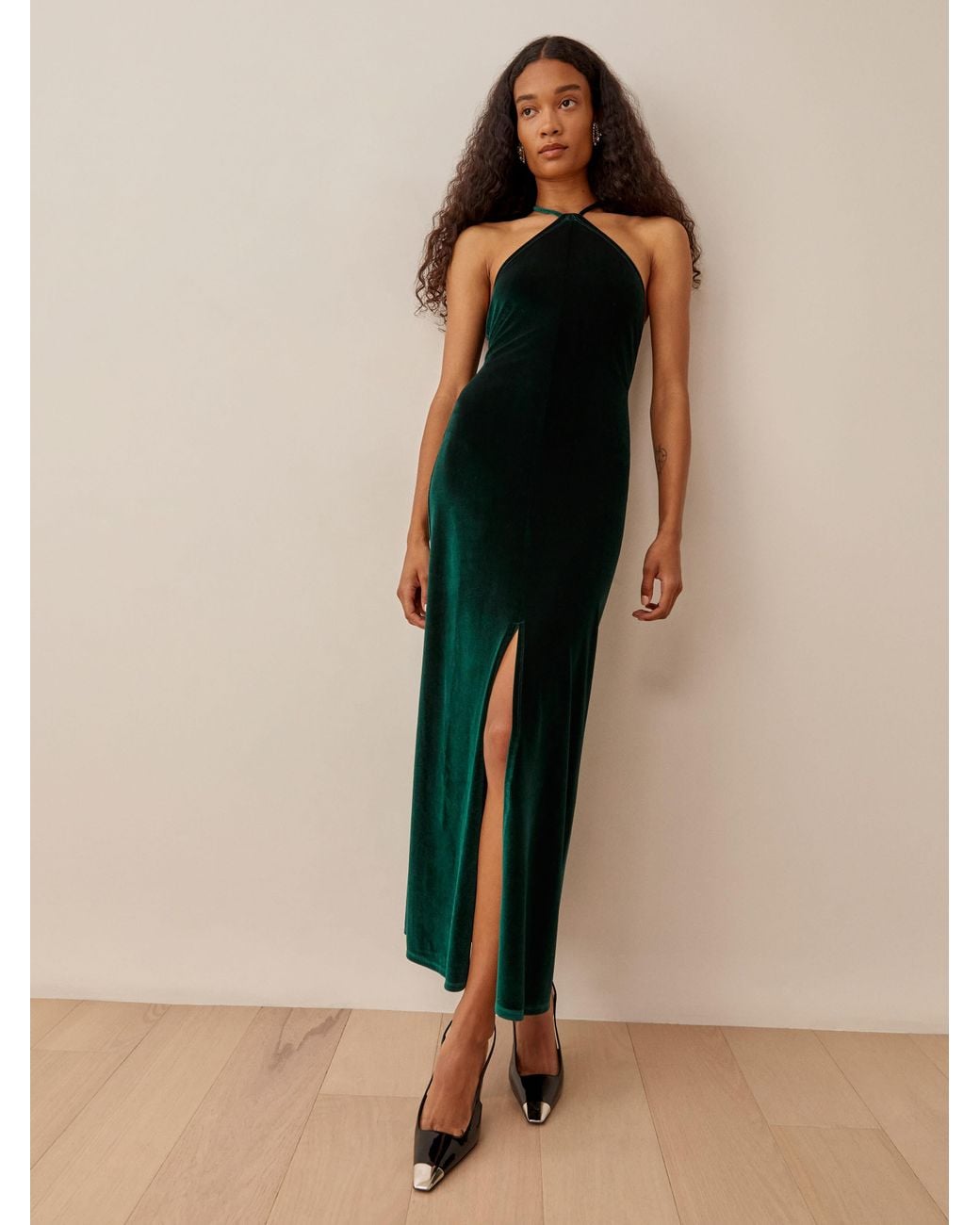 Reformation Nyla Velvet Dress in Natural | Lyst Canada