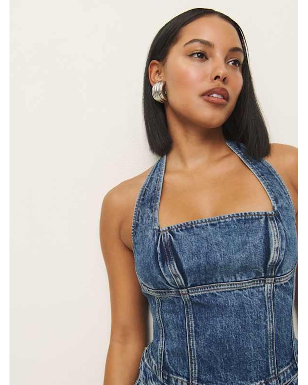 Reformation Blue Lucinda Denim Top 0