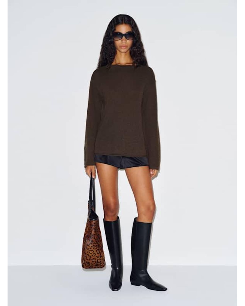 Reformation Brown Marine Linen Cotton Sweater