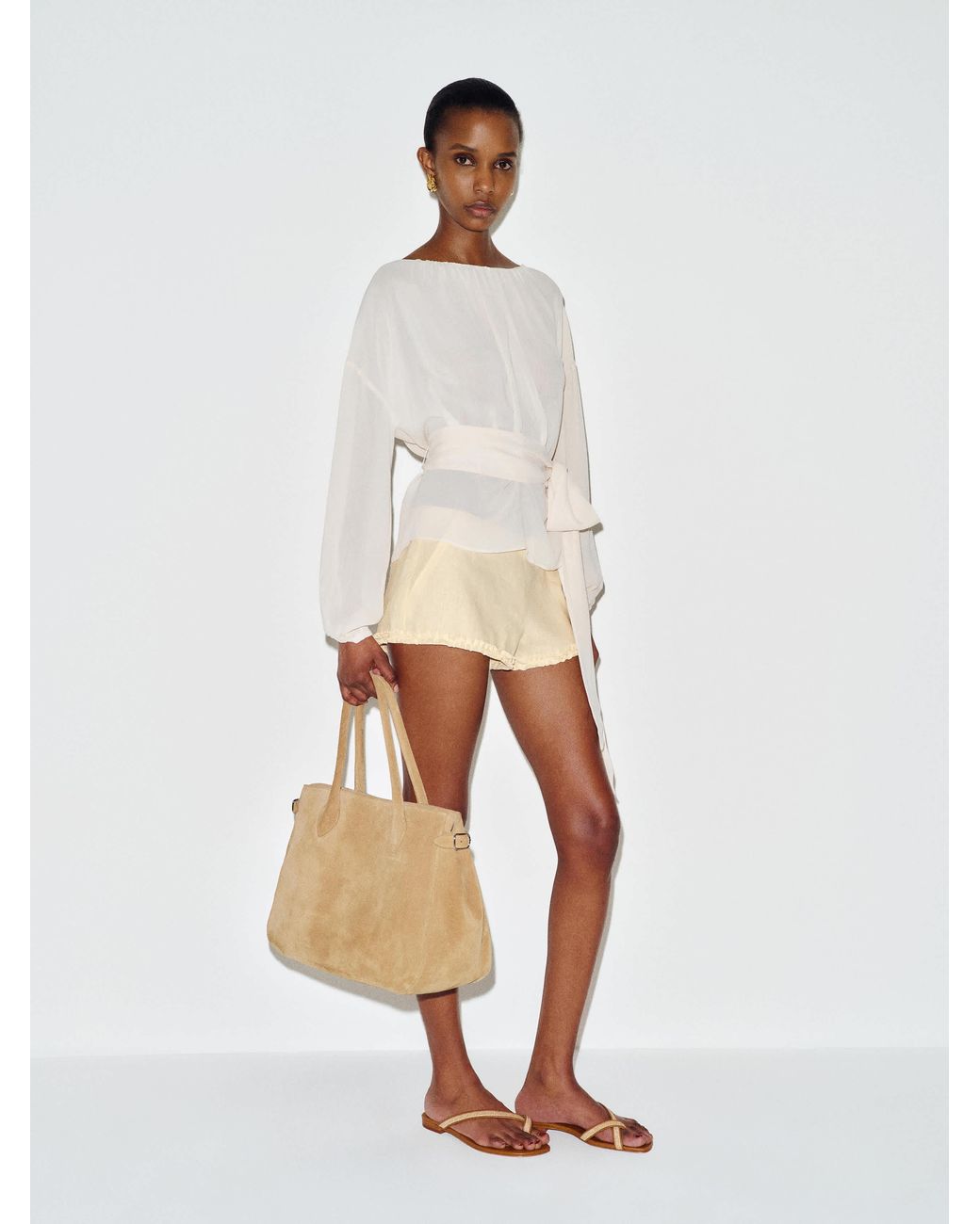 Reformation White June Low Rise Linen Short 4