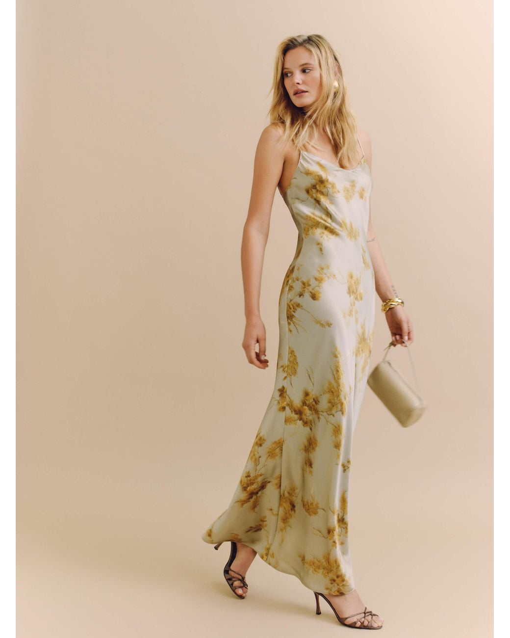 Reformation Parma Silk Dress Golden Hour in Natural | Lyst