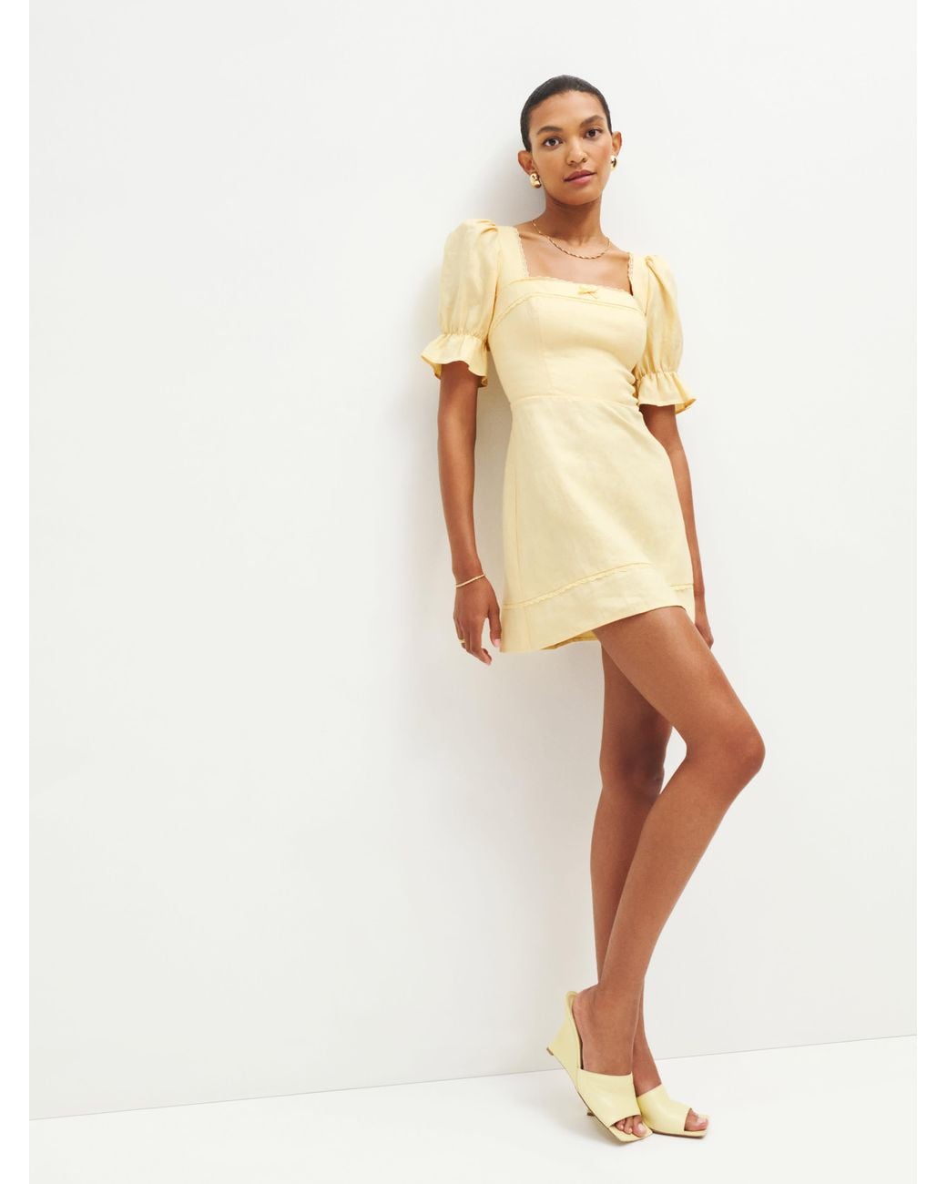 Reformation Evianna Linen Dress in Natural | Lyst Reformation Evianna Linen Dress in Natural | Lyst