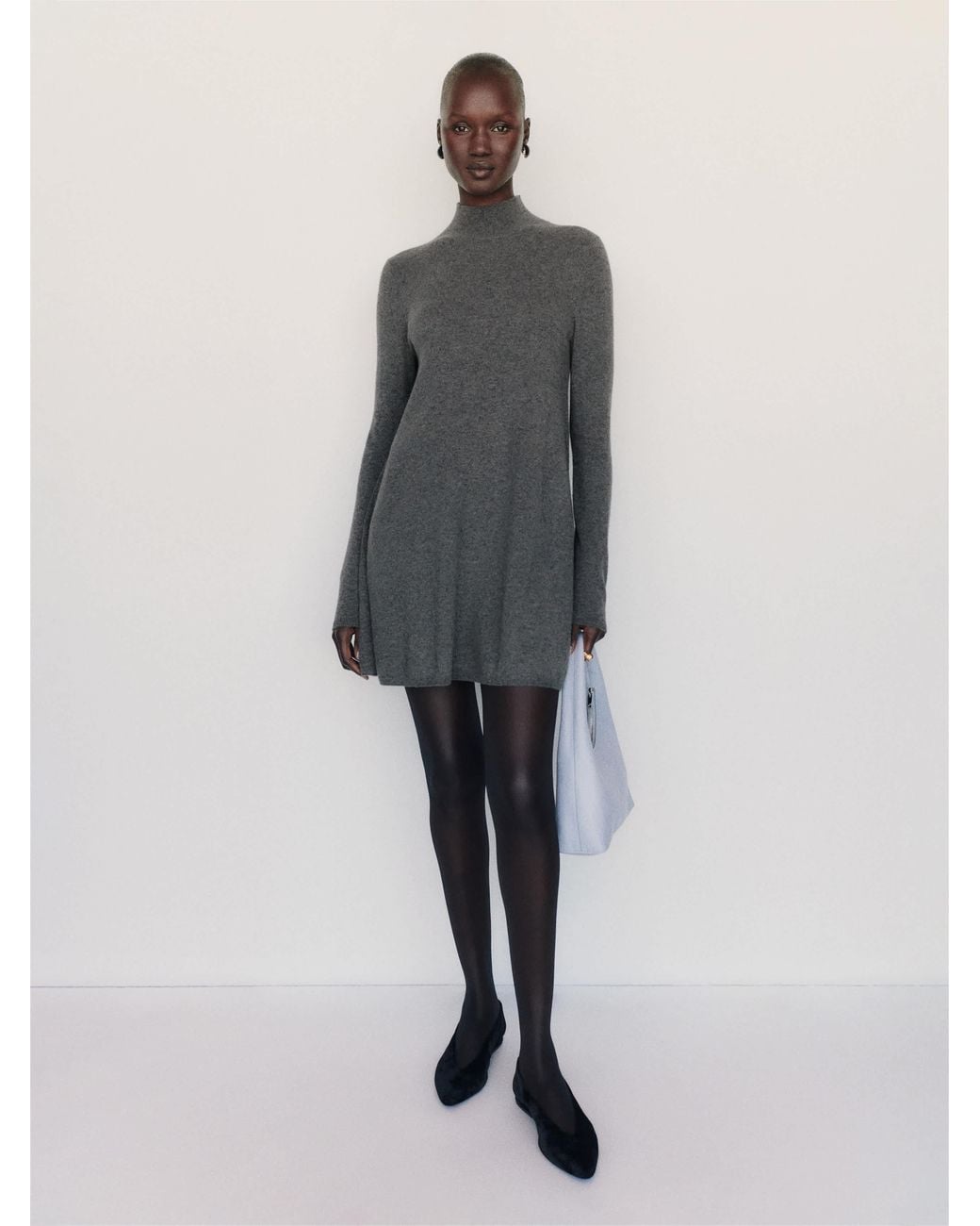 Reformation Gray April Cashmere Turtleneck Mini Dress