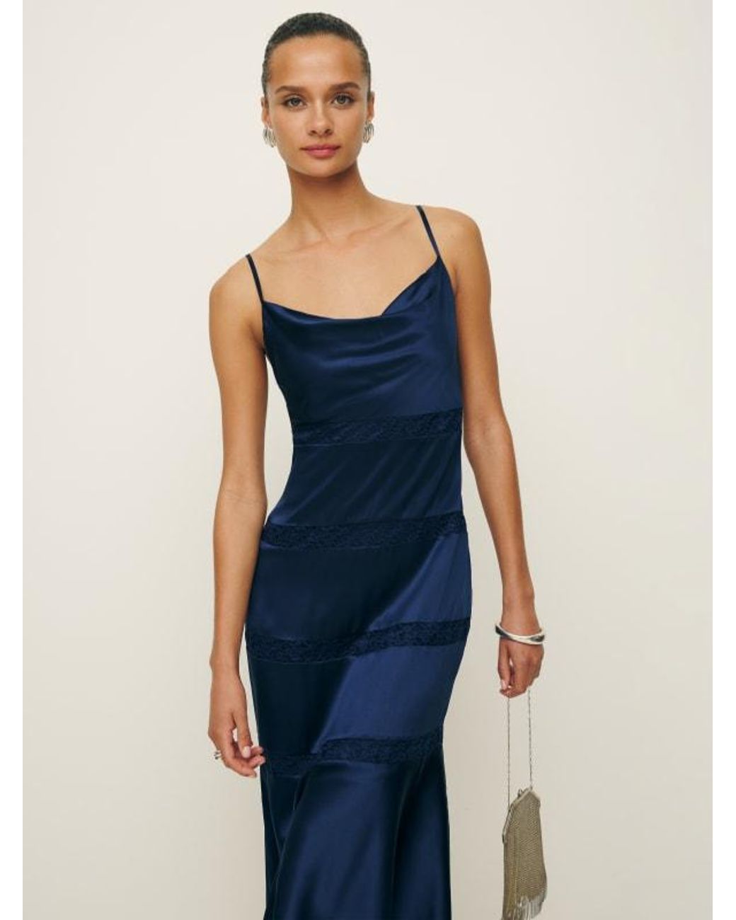 riah silk dress reformation Reformation Riah Silk Dress in Blue