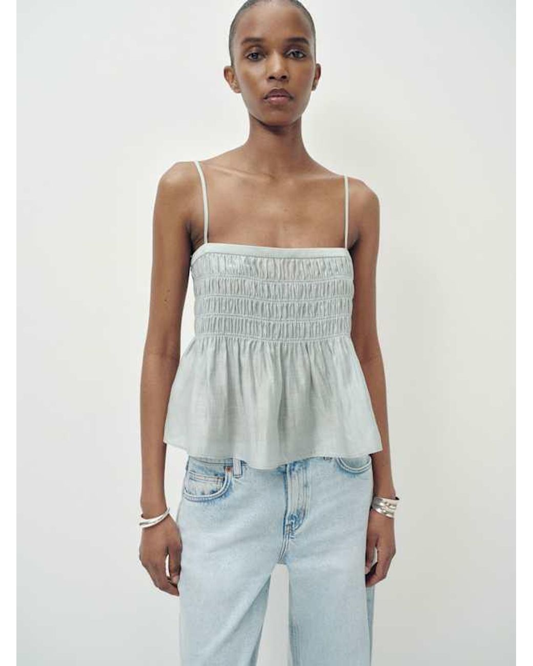 Reformation Blue Cicely Top