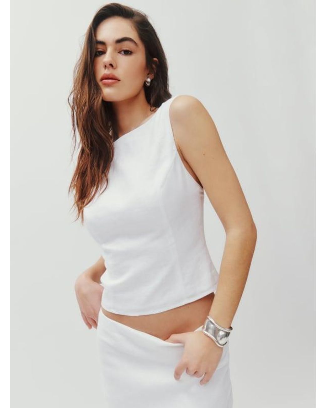 Reformation Marleigh Linen Top in White | Lyst