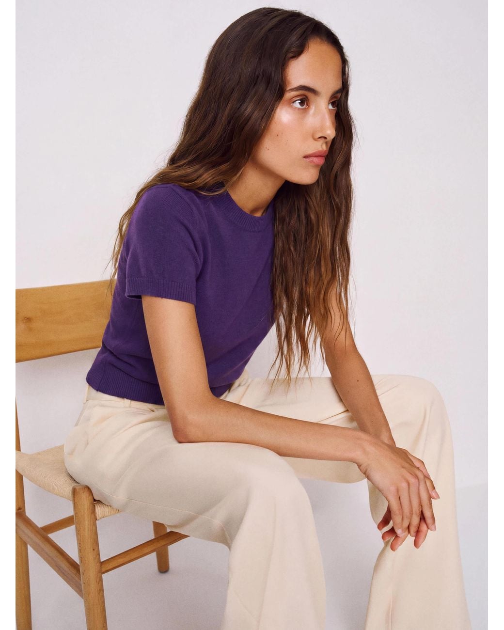 Reformation Purple Darcy Cashmere T-Shirt