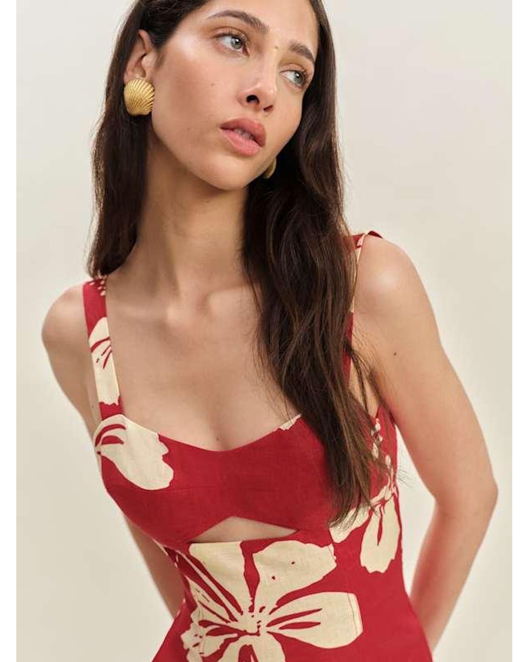 Reformation Belma Linen Dress 8 in Red | Lyst