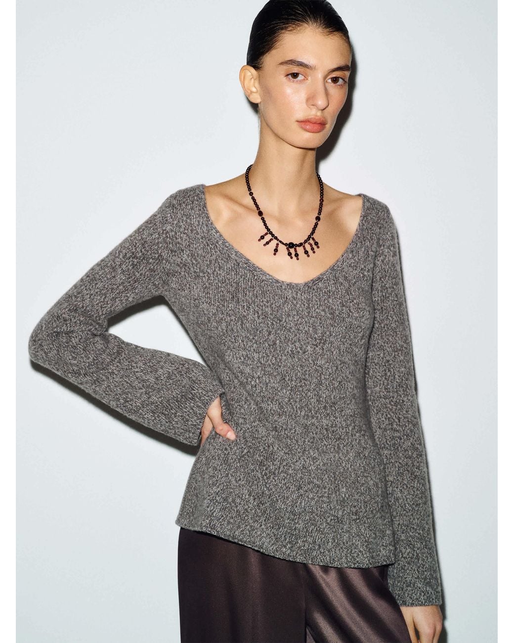 Reformation Gray Nicoletta Regenerative Wool Scoop Neck Sweater