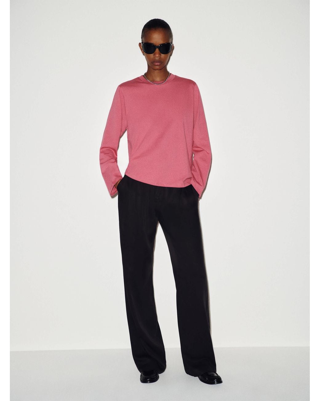Reformation Pink Asher Oversized Long Sleeve T-Shirt