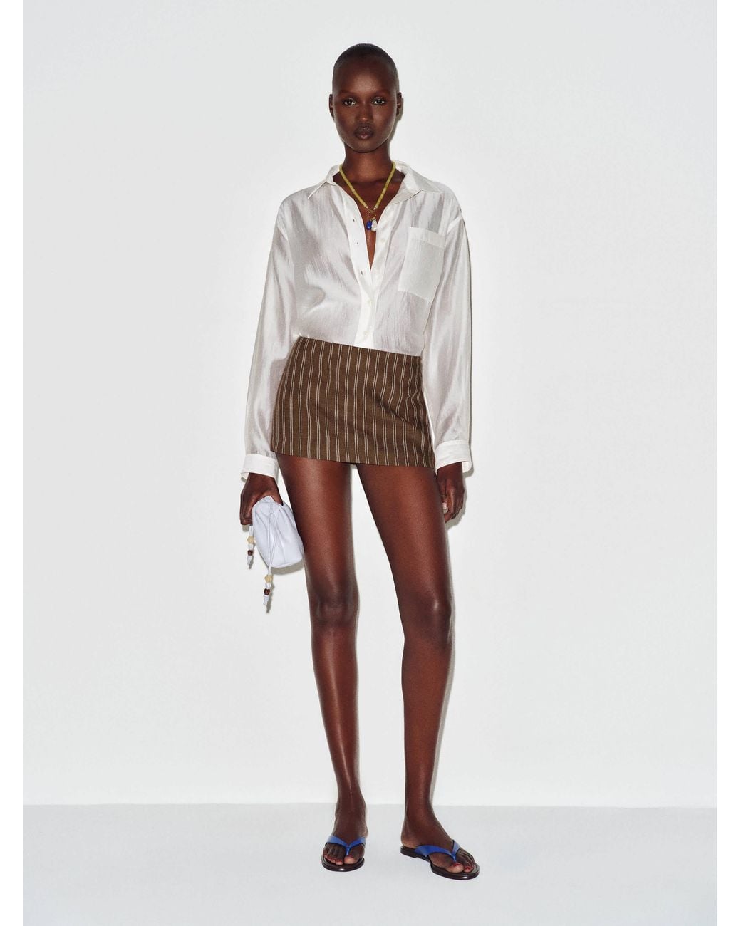 Reformation White Mia Low Waist Linen Skort 4