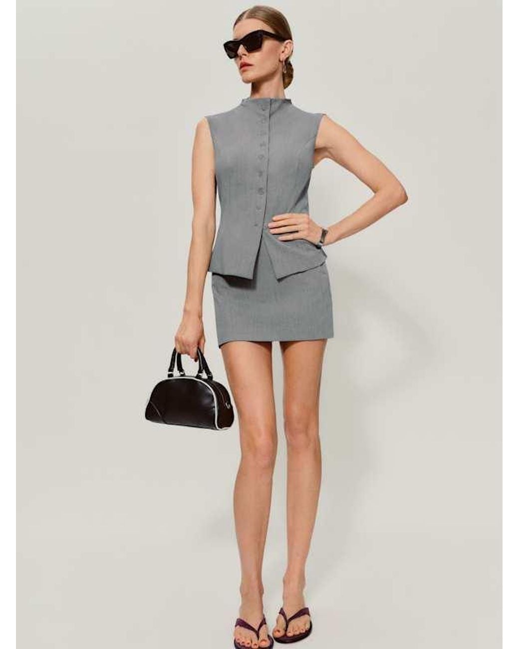 Reformation Gray Carla Low Waist Skirt 2