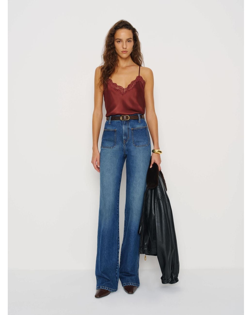 Reformation Blue Teddy Silk Top