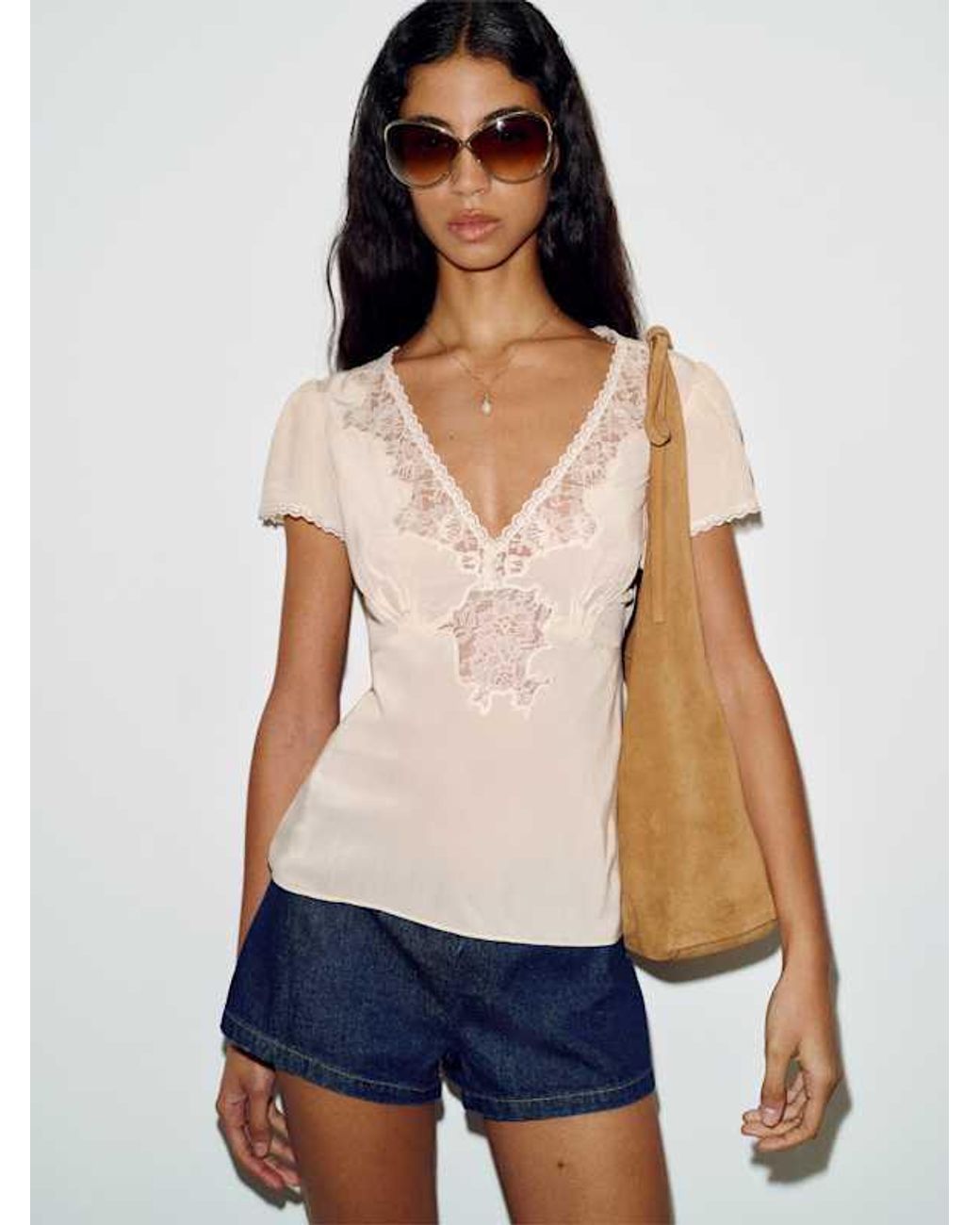Reformation Blue Zella Top Lace 0