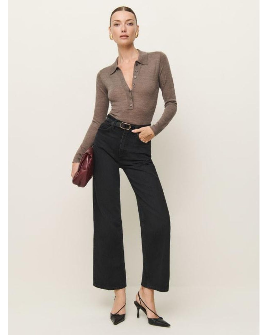 Reformation Wilder High Rise Wide Leg Cropped Jeans in Black Lyst UK