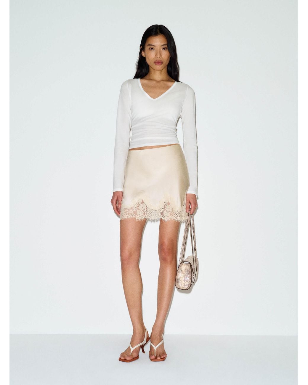 Reformation Black Carolina Silk Mini Skirt