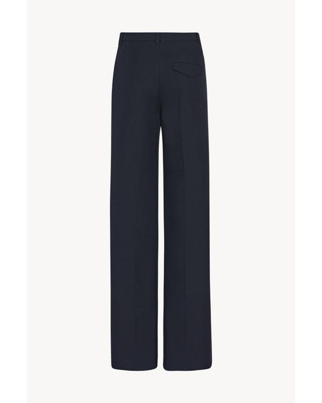 The Row Pants Navy Cotton in Blue | Lyst