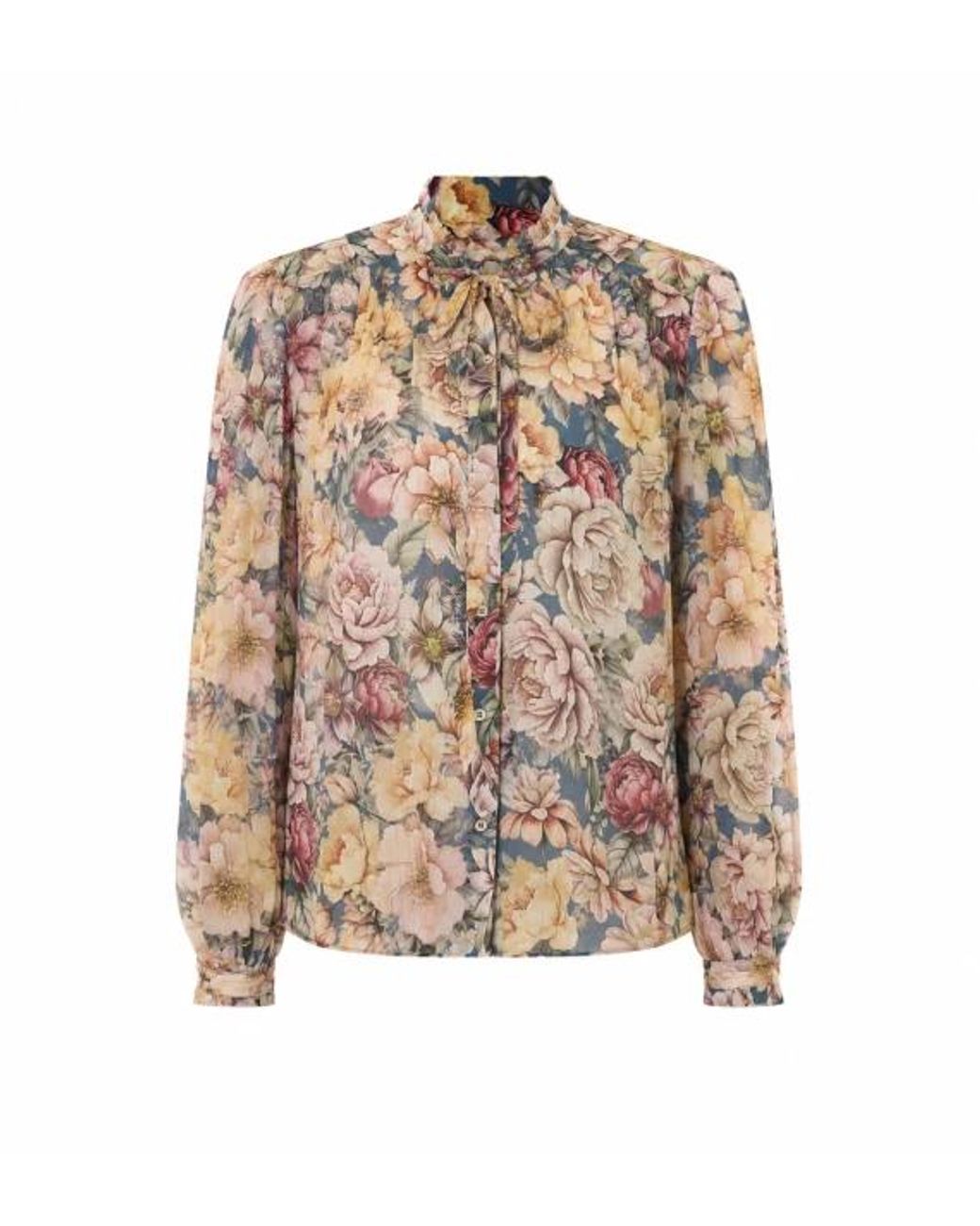 Camicia Multicolore Con Fiocco E Volant di Twinset in Brown