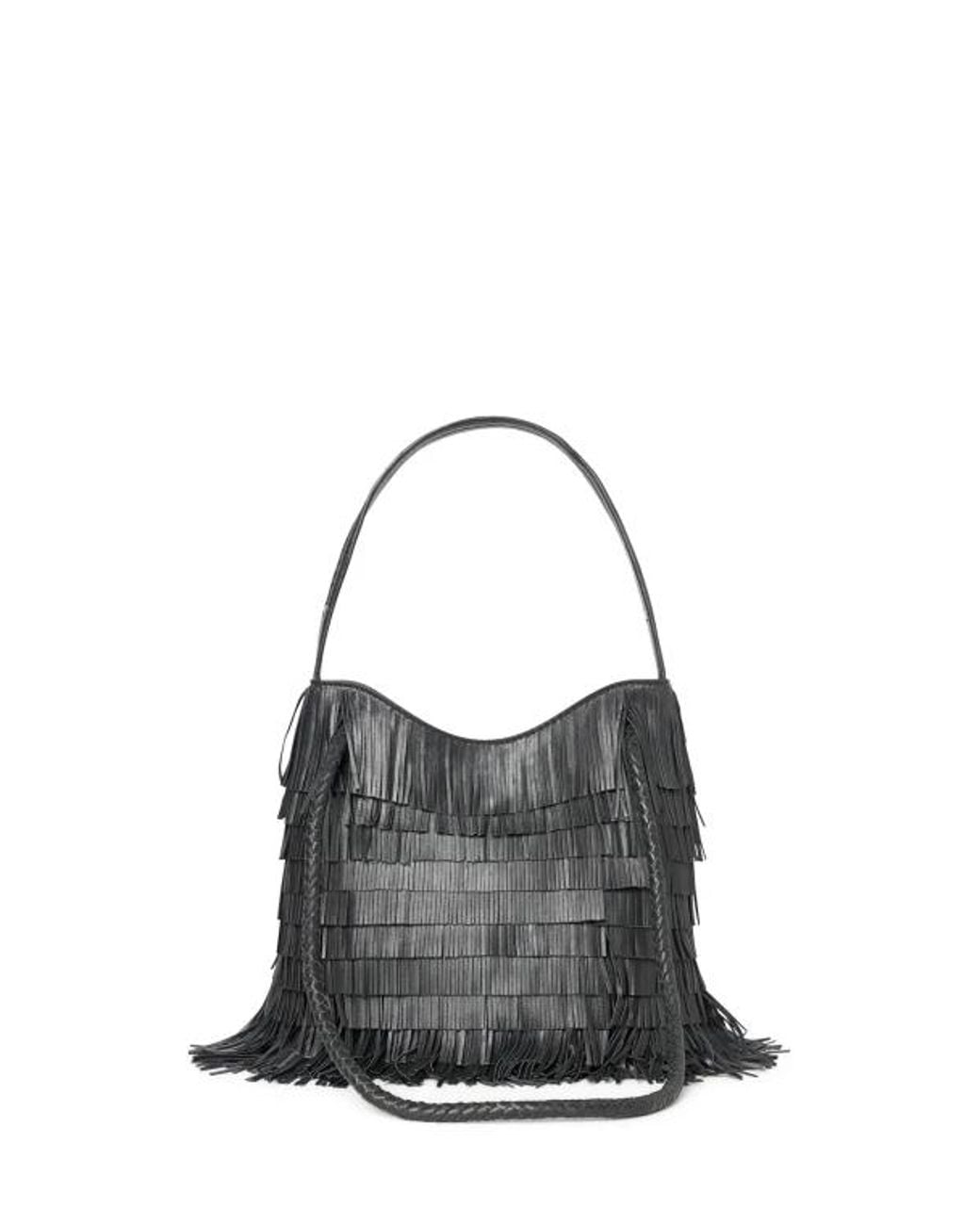 Borsa Con Frange Nero di VISONA in Black