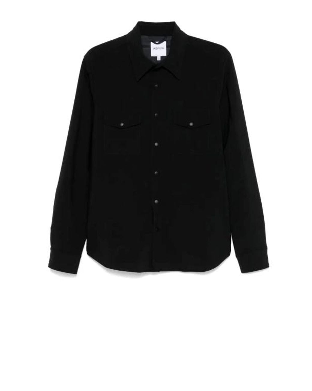 Camicia Nera Con Taschini A Patta di Aspesi in Black da Uomo