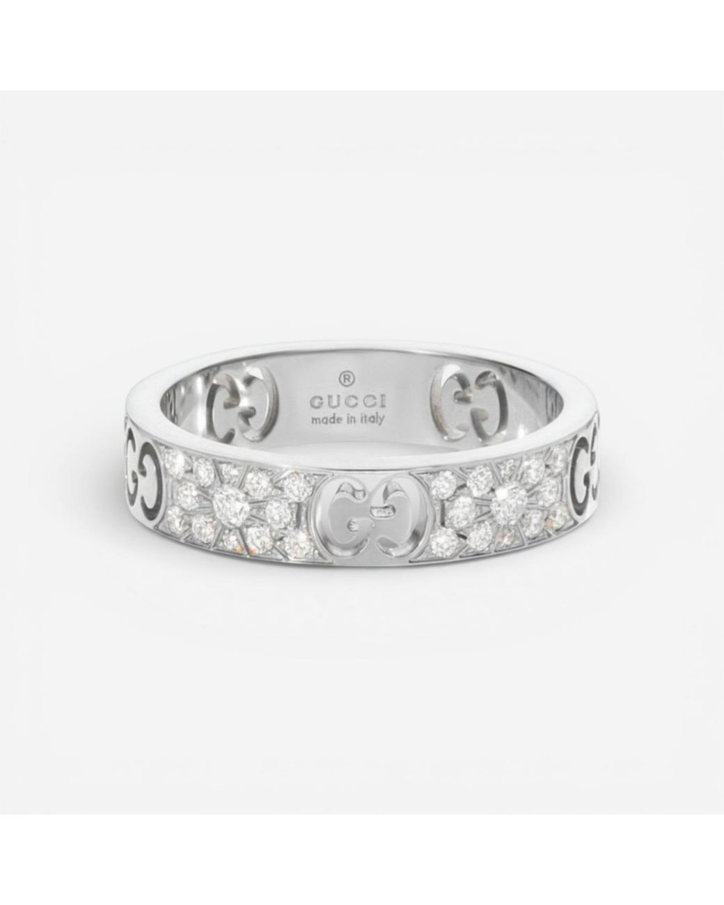 Gucci Icon 18K Diamond Band Ring Ybc7294150020 in Metallic | Lyst