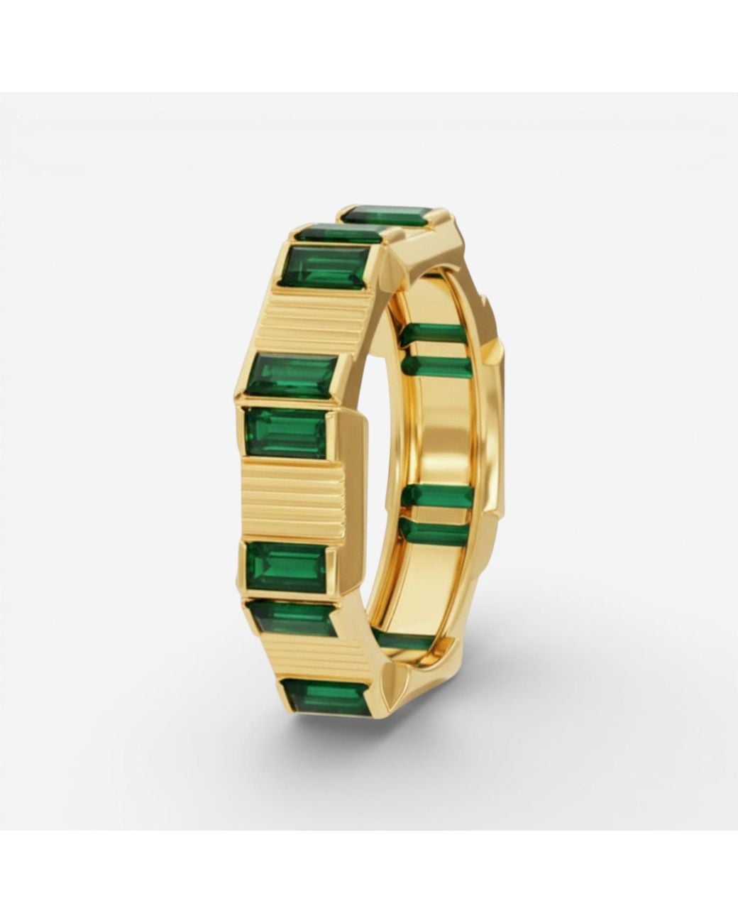 Gucci Green Link To Love 18K Tourmaline Band Ring Ybc7024140020