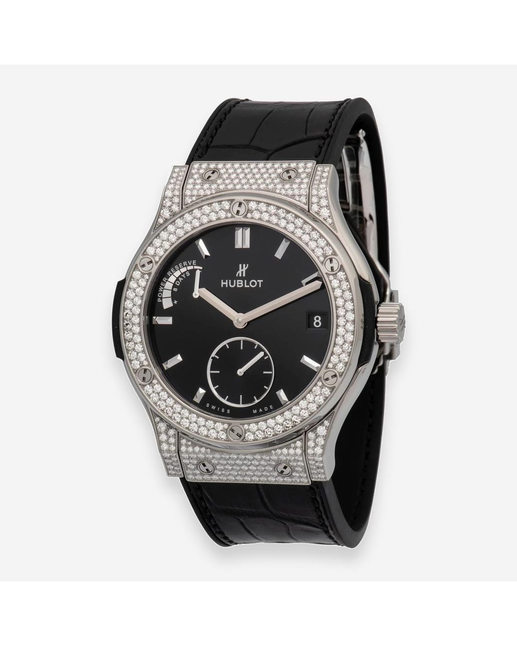 Hublot Classic Fusion Titanium Power Reserve Diamond Manual Wind Watch ...