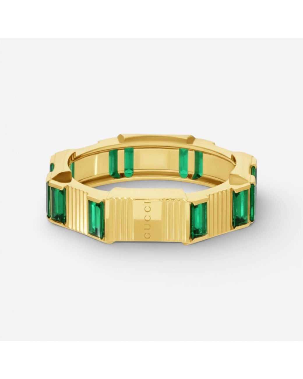 Gucci Green Link To Love 18K Tourmaline Band Ring Ybc7024140020