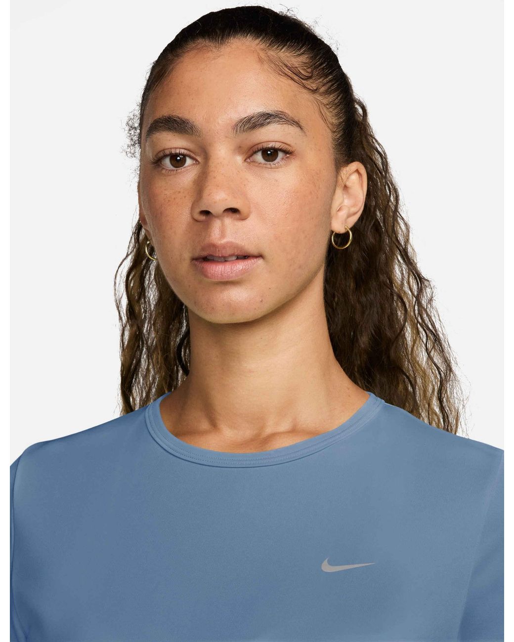 Nike Blue Women's Tempo Dri-fit Short-sleeve Running Top