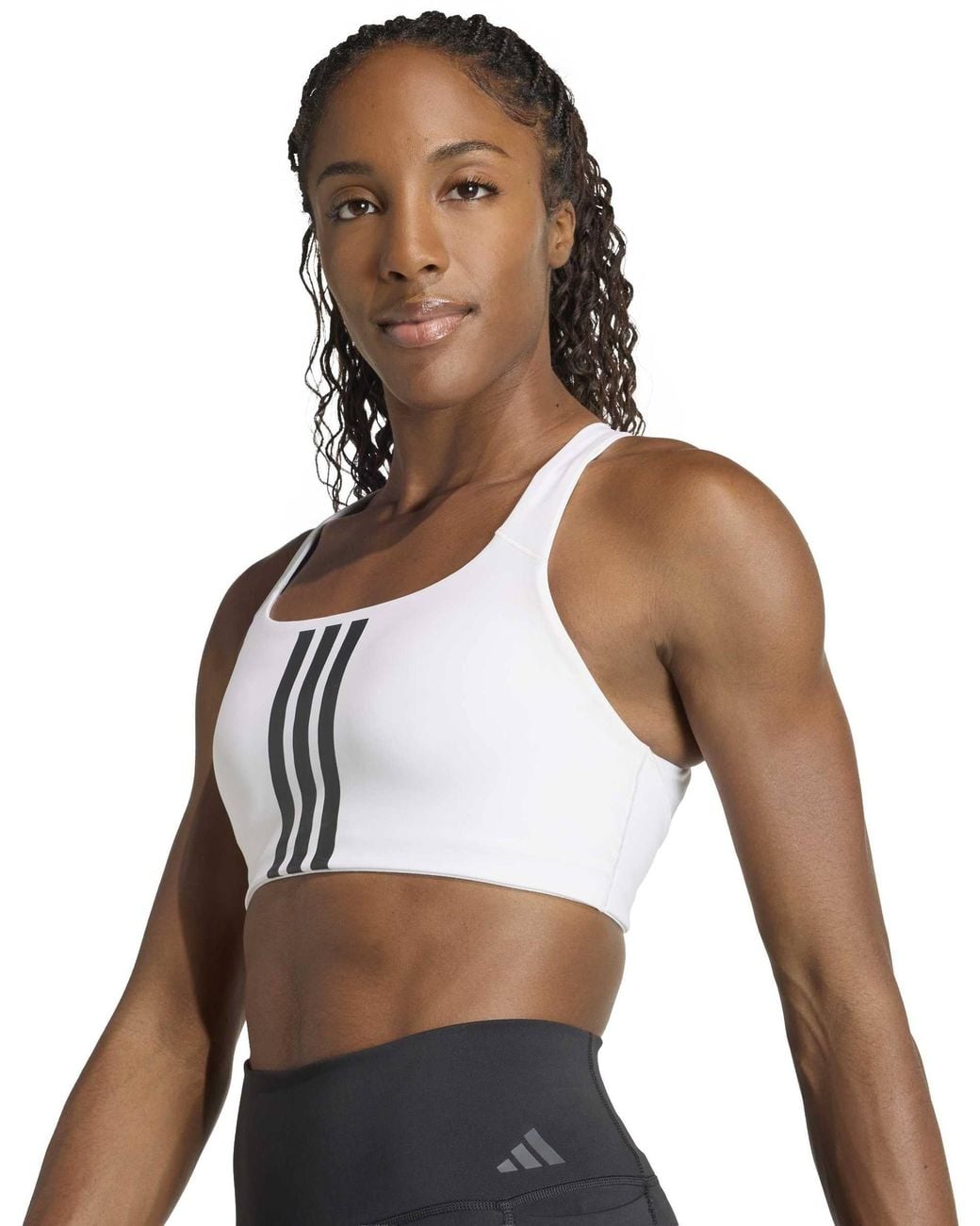 Adidas Blue Women's Optime Workout 3-stripes Medium Support Sports Bra