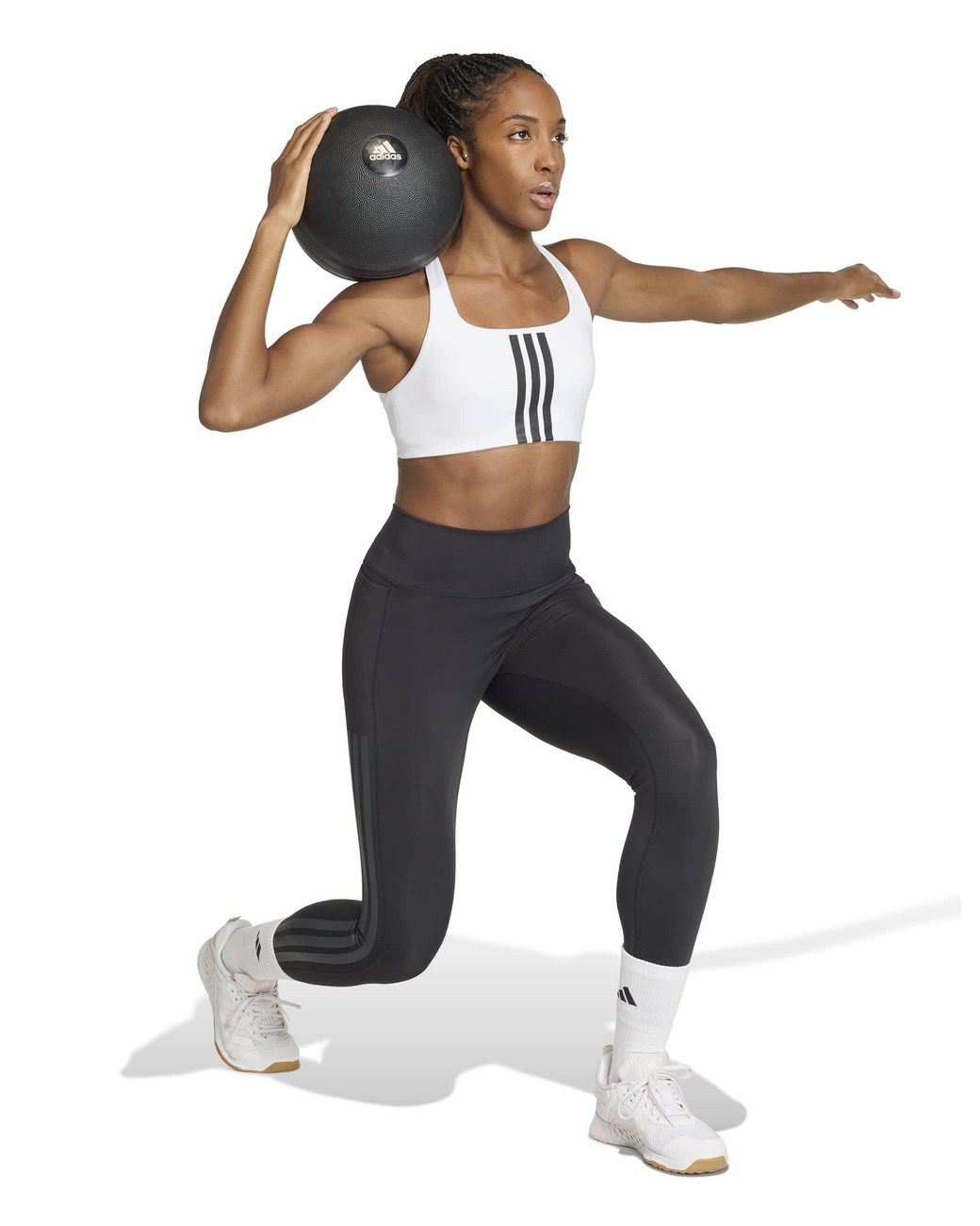 Adidas Blue Women's Optime Workout 3-stripes Medium Support Sports Bra