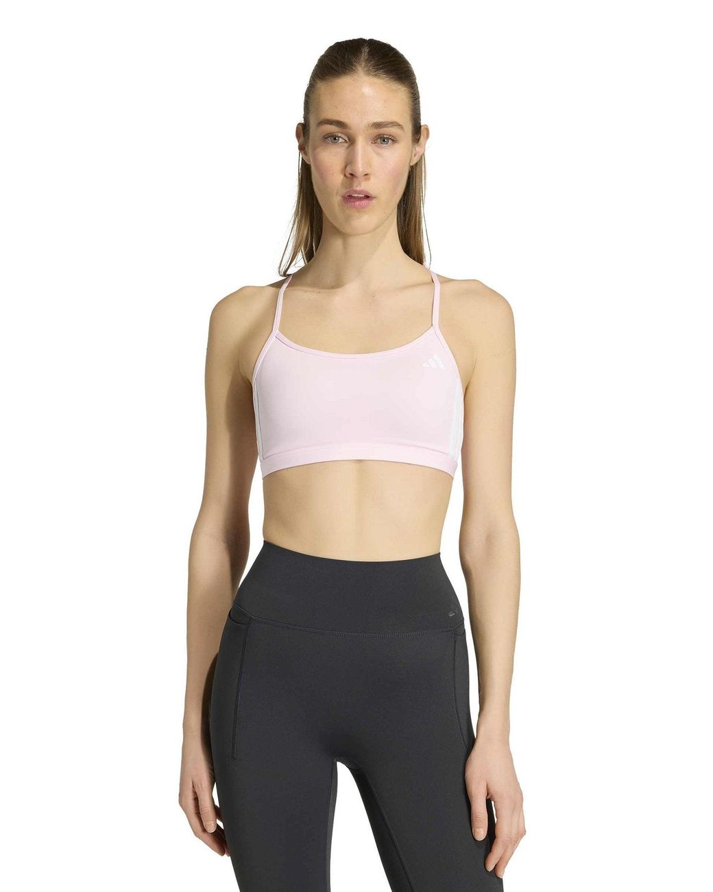 Adidas Blue Women's Optime Essentials 3-stripes Light Support Sports Bra
