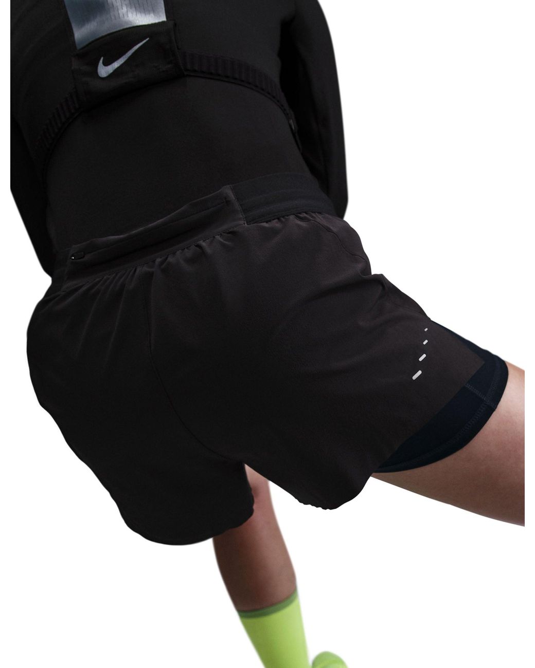 Nike Black Women's Swift Dri-fit Mid-rise 2-in-1 Running Shorts