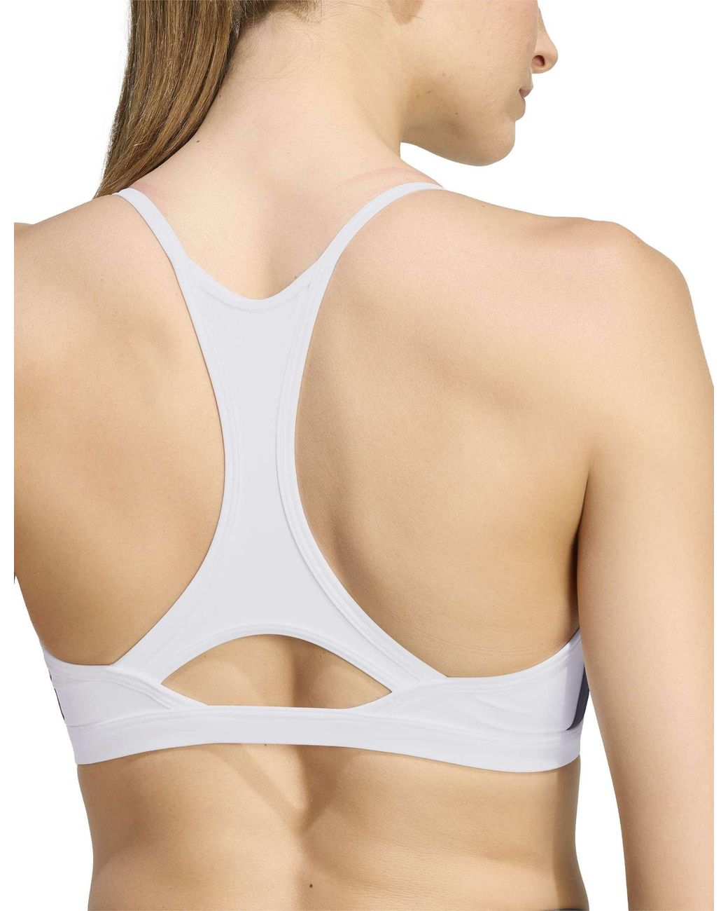 Adidas White Women's Optime Essentials 3-stripes Light Support Sports Bra