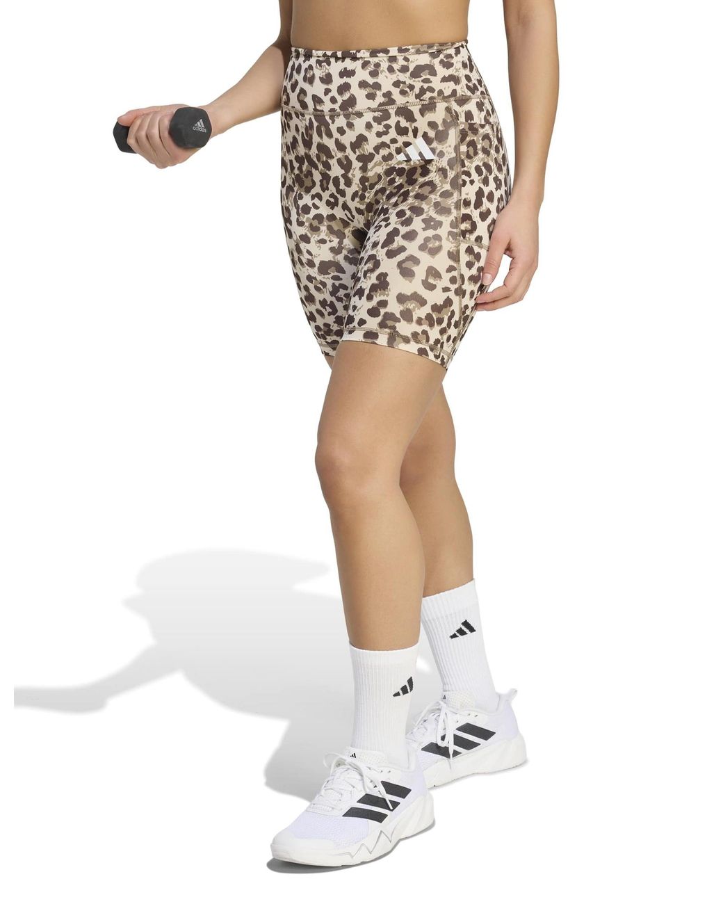 Adidas White Women's Optime Essentials Workout Leopard Short Leggings