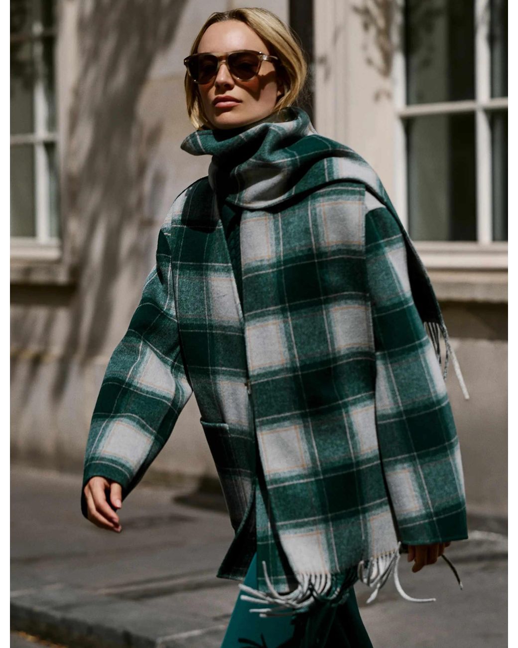 Varley Green Women's Alderton Check Scarf Coat