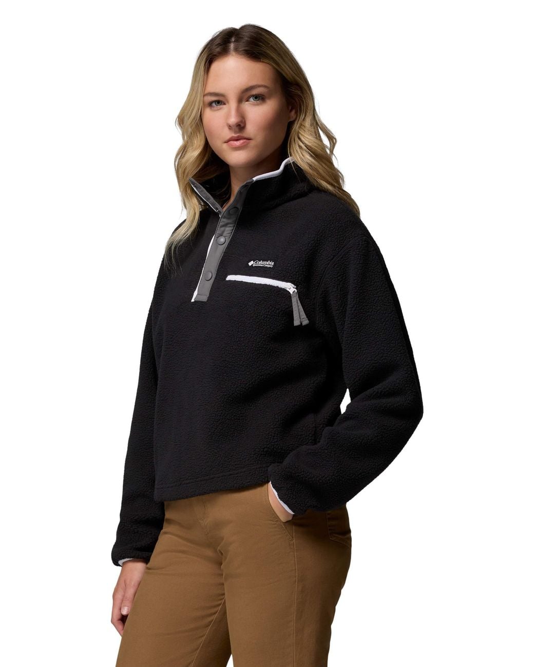 Columbia Black Women's Helvetia Ii Cropped Sherpa Half Snap Fleece