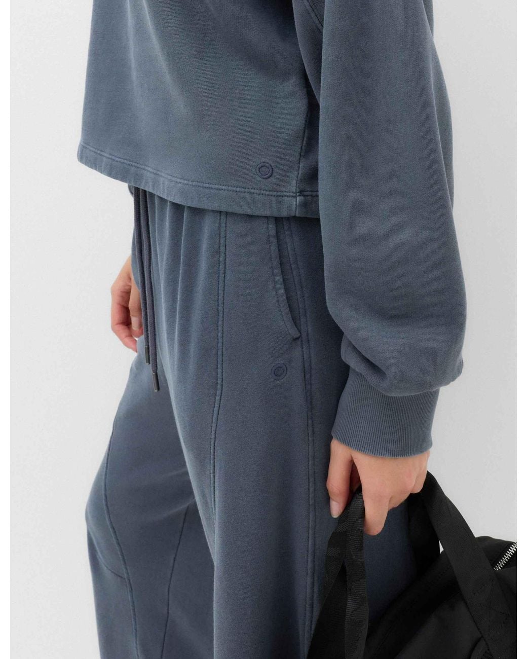 GOODMOVE Blue Women's Cotton Rich Garment Dye Barrel joggers