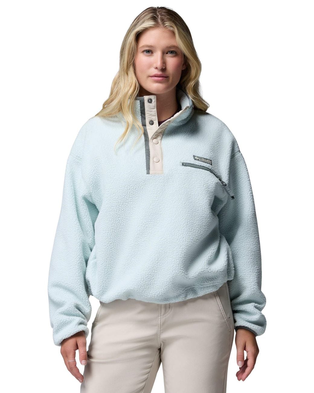 Columbia Blue Women's Helvetia Ii Cropped Sherpa Half Snap Fleece