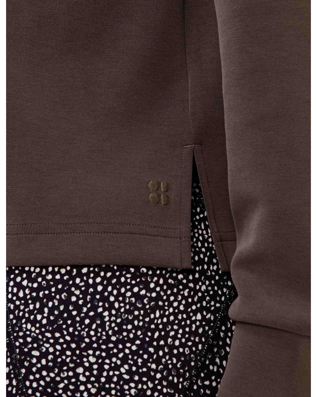 Sweaty Betty Brown Women's Sand Wash Half Zip Crop Sweatshirt