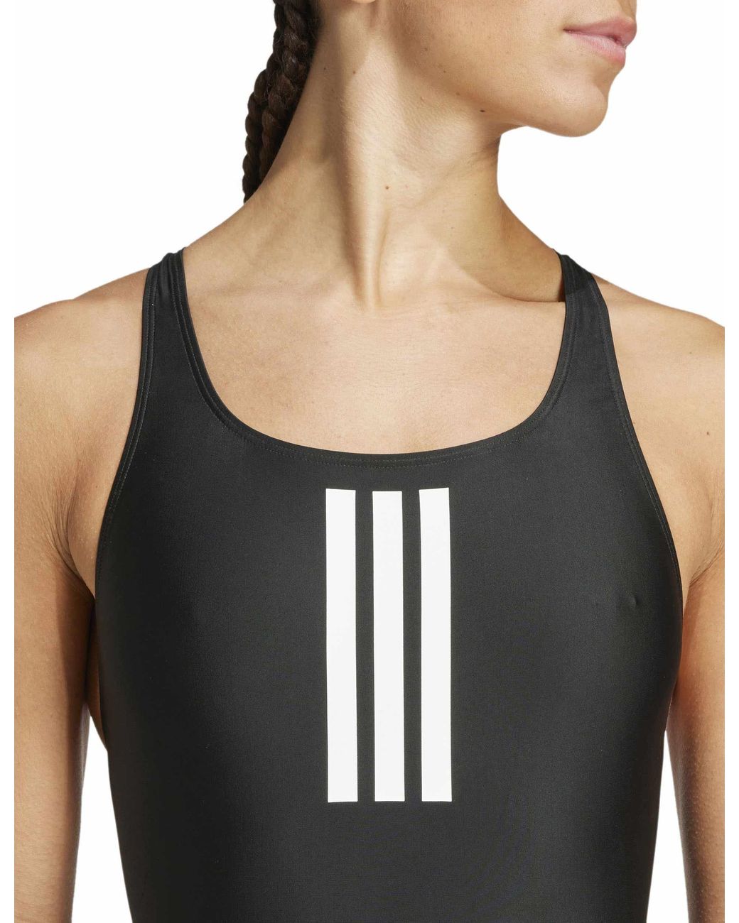 Adidas Black Women's 3-stripes V-back Swimsuit