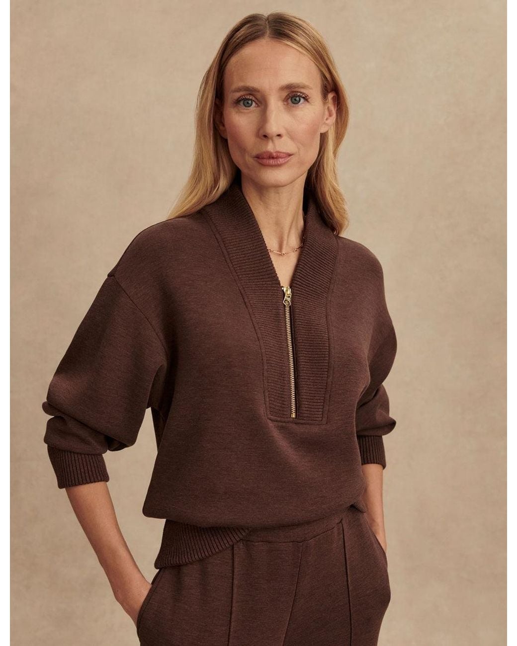 Varley Brown Women's Sally Half Zip Sweat