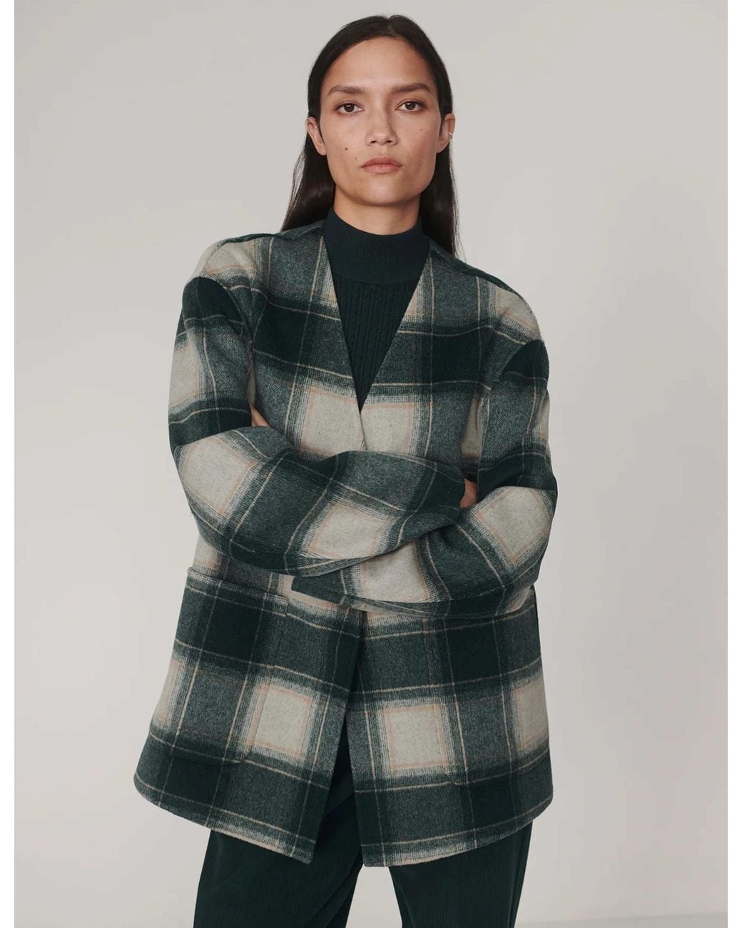 Varley Green Women's Alderton Check Scarf Coat