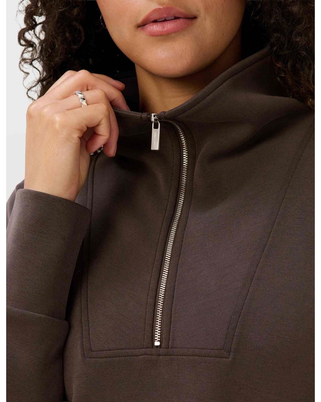Sweaty Betty Brown Women's Sand Wash Half Zip Crop Sweatshirt